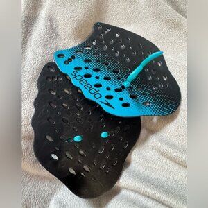 Speedo Aqua Bright Blue Black Swim Hand Paddles Unisex Size Small Training Pull